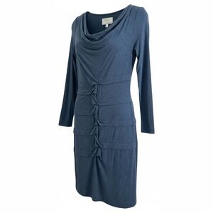 NICOLE MILLER ARTELIER Navy Blue Ruched Sheath Dress, size M, bodycon cocktail